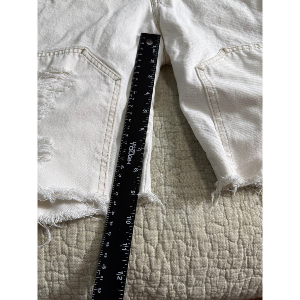 FRAME Le Slouch Bermuda Button Fly Raw Hem Made in USA Cargo Ivory Cut Off Sz 29 - Picture 7 of 9